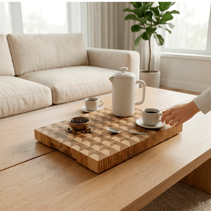 Ash sapele cutting board handmade in Polish workshop, premium hardwood