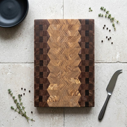 Exotic sucupira butcher block with charcuterie display, MNCWOOD lifestyle