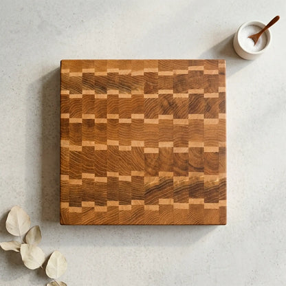 Light wood cutting board with bread and cheese, Scandinavian lifestyle