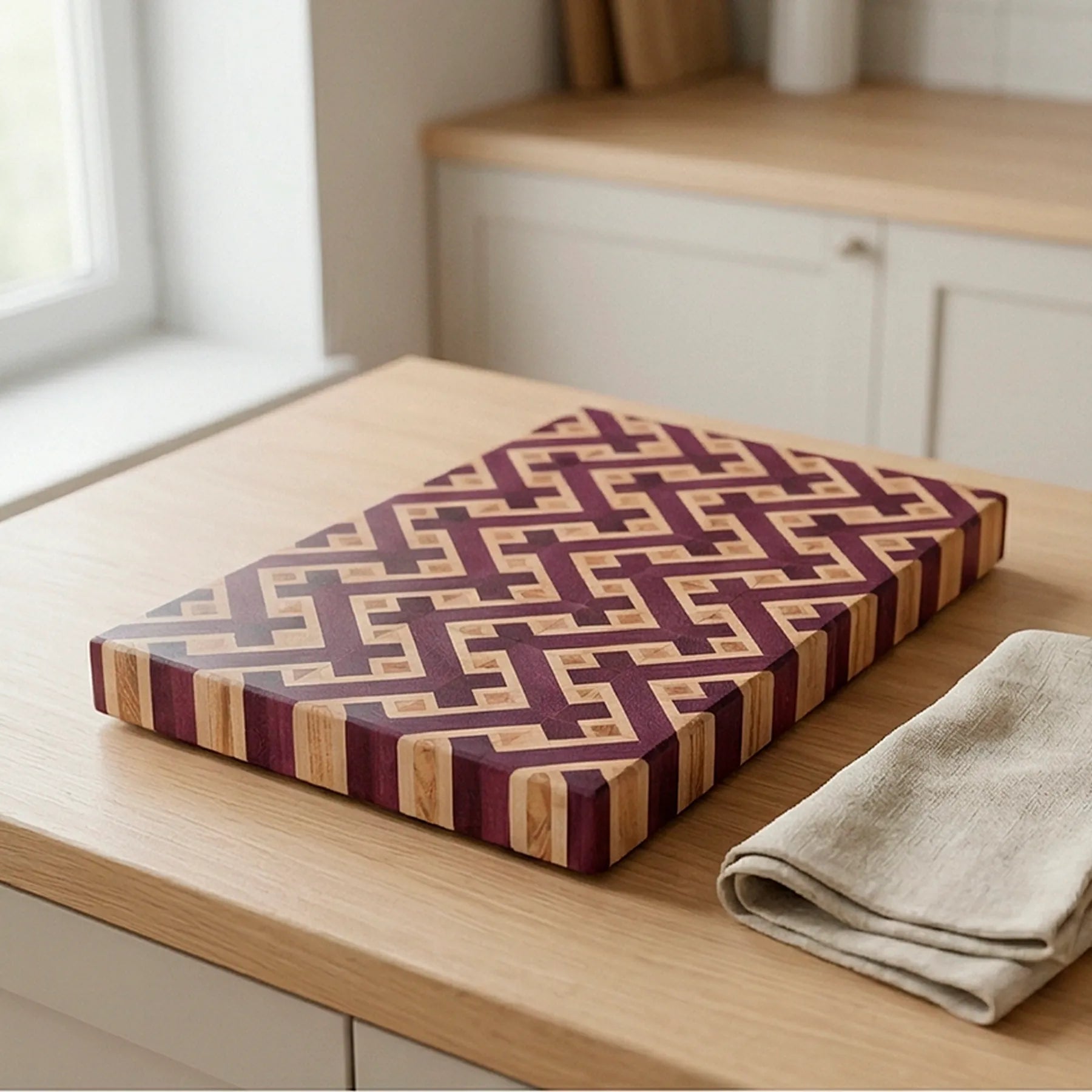 Purpleheart butcher block with charcuterie display, MNCWOOD lifestyle