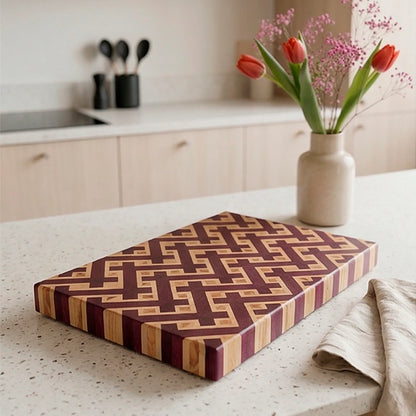 Purpleheart cutting board made by hand in Polish workshop, exotic hardwood