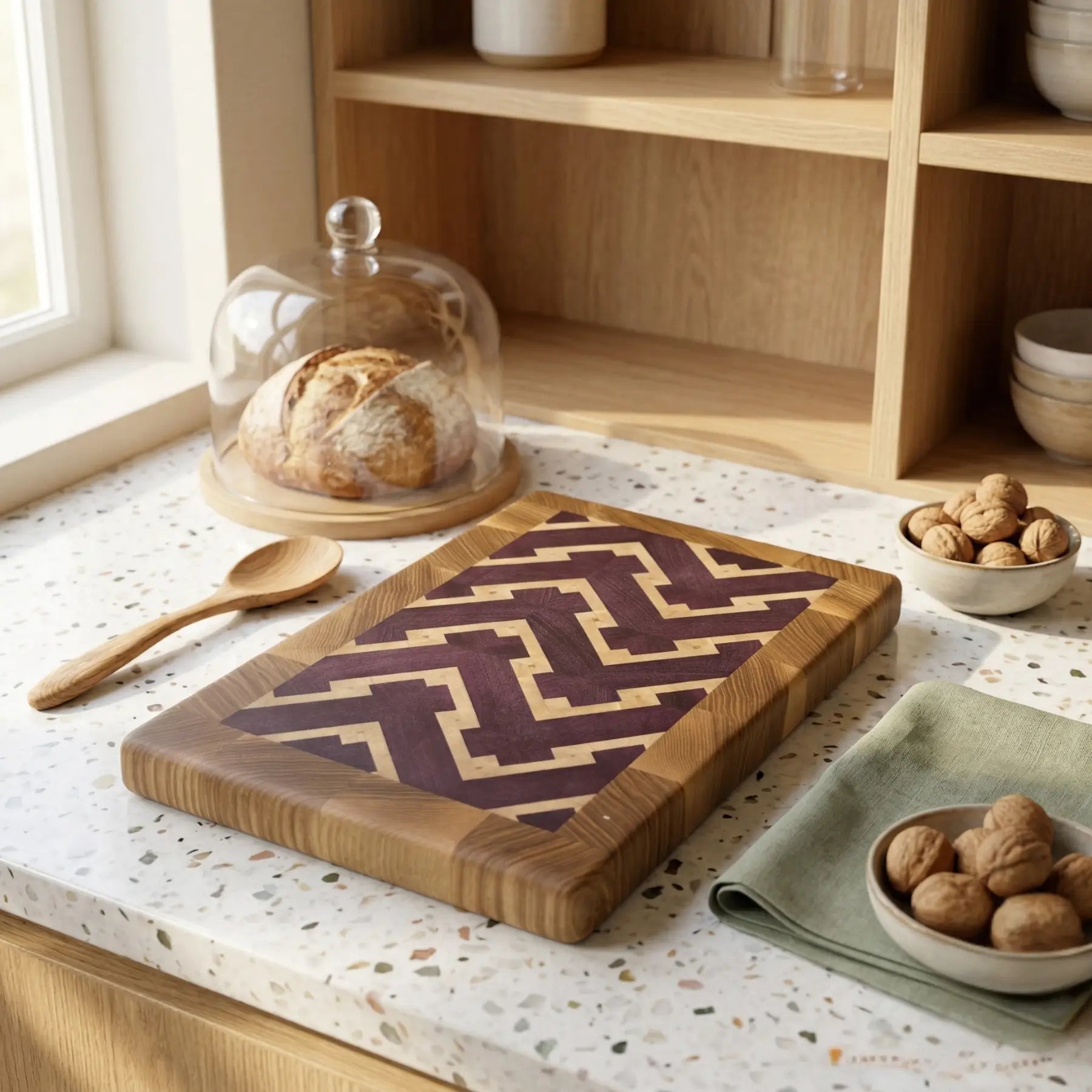 Small purpleheart chevron board handmade in Polish workshop, MNCWOOD