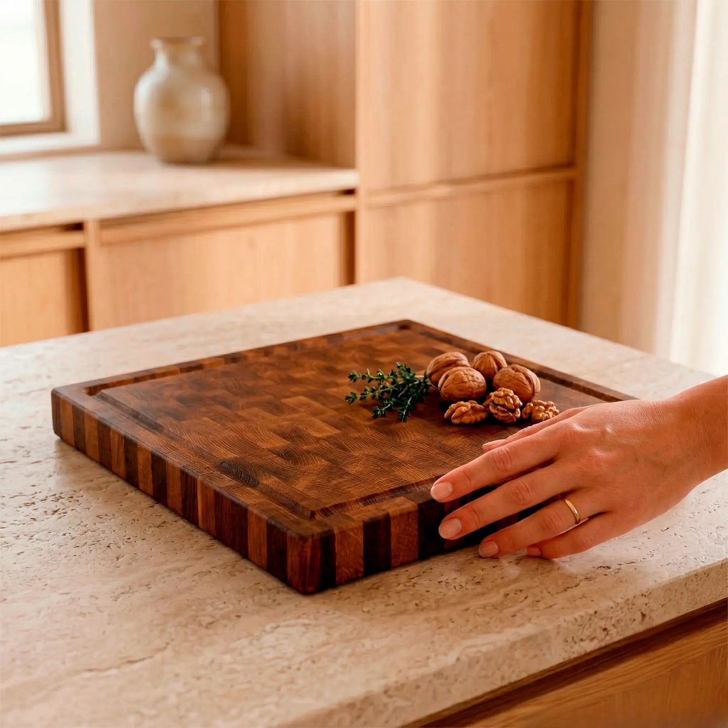 End-Grain Oak Cutting Board | Juice Groove | Handmade Butcher Block