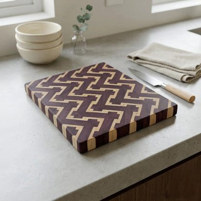 Zigzag cutting board with cheese display, modern kitchen lifestyle