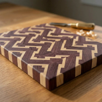 Purpleheart zigzag board handmade in Polish workshop, MNCWOOD craft