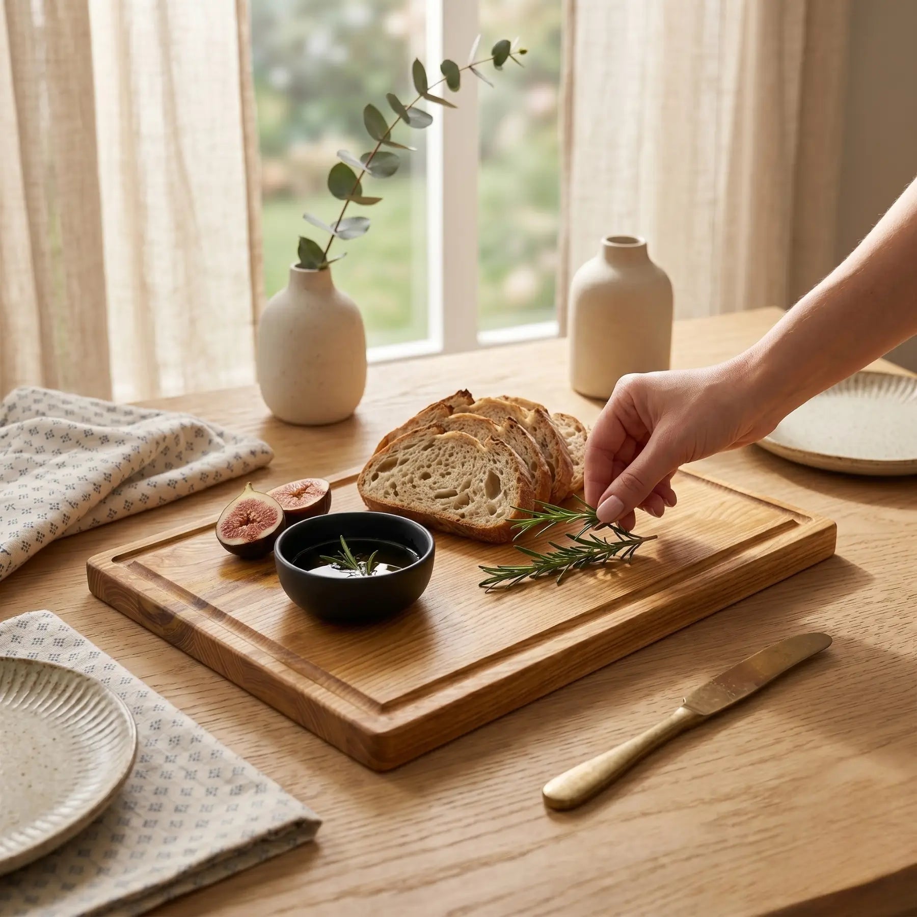 Large cutting board XL in ash and sapele, top view, MNCWOOD handmade