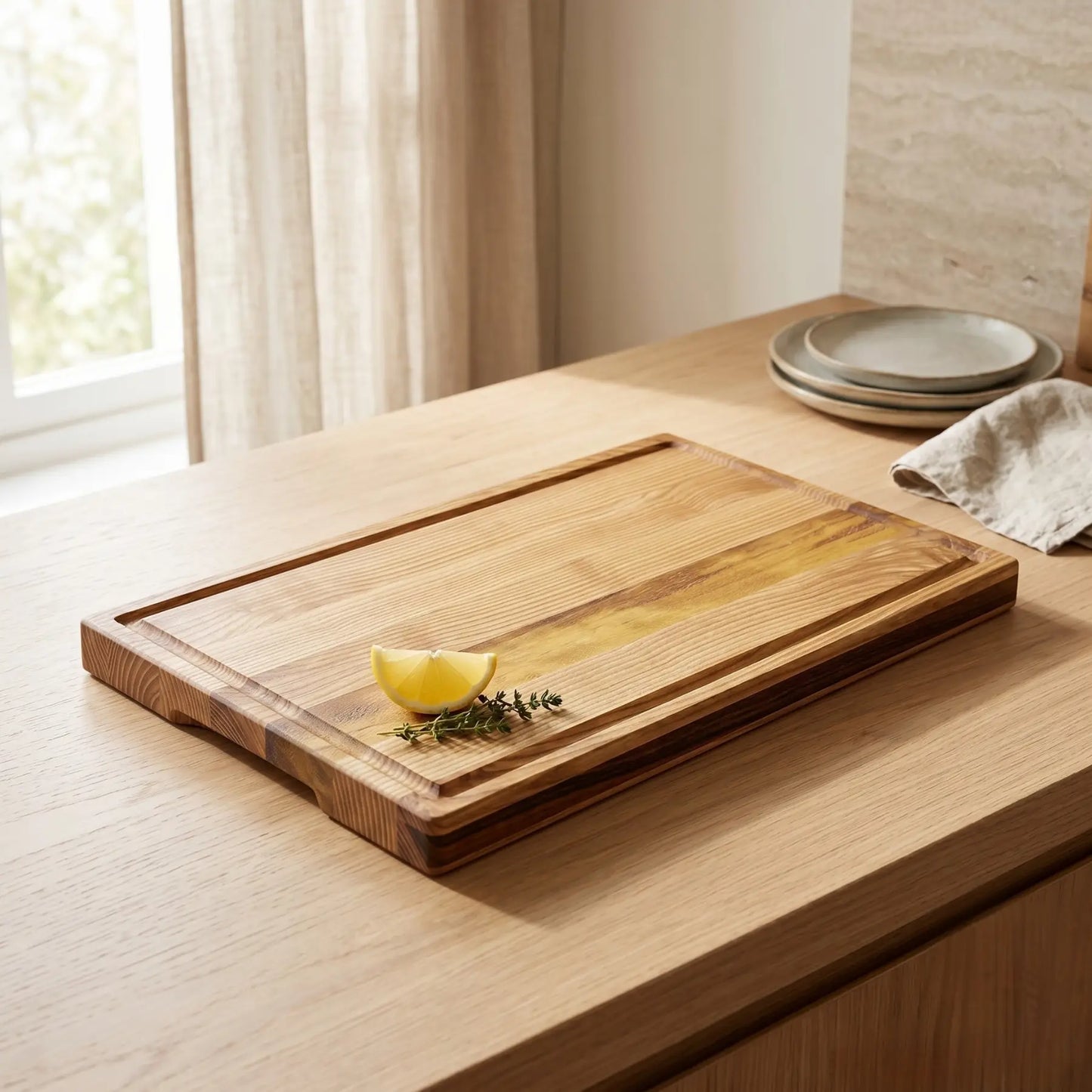 XL ash sapele cutting board handmade in Polish workshop, MNCWOOD