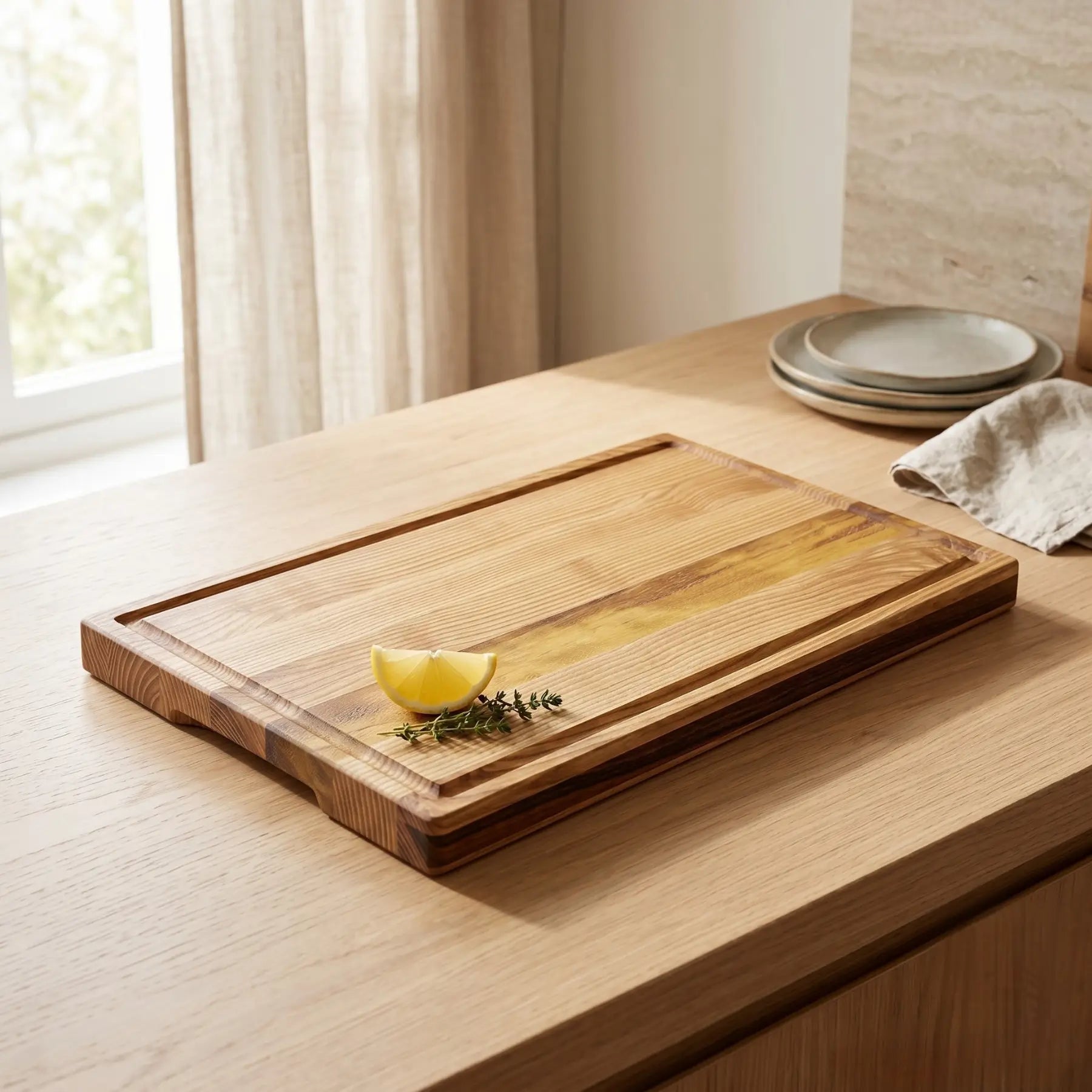 XL ash sapele cutting board handmade in Polish workshop, MNCWOOD
